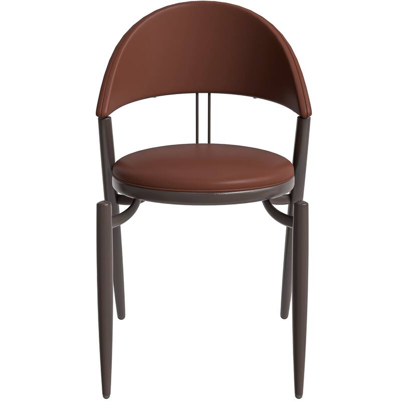 Venice Upholstered Leather Dining Chair Open Back Accent Side Chair with Iron Legs
