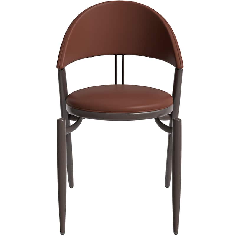 Venice Upholstered Leather Dining Chair (Set of 4) Open Back Accent Side Chair with Iron Legs