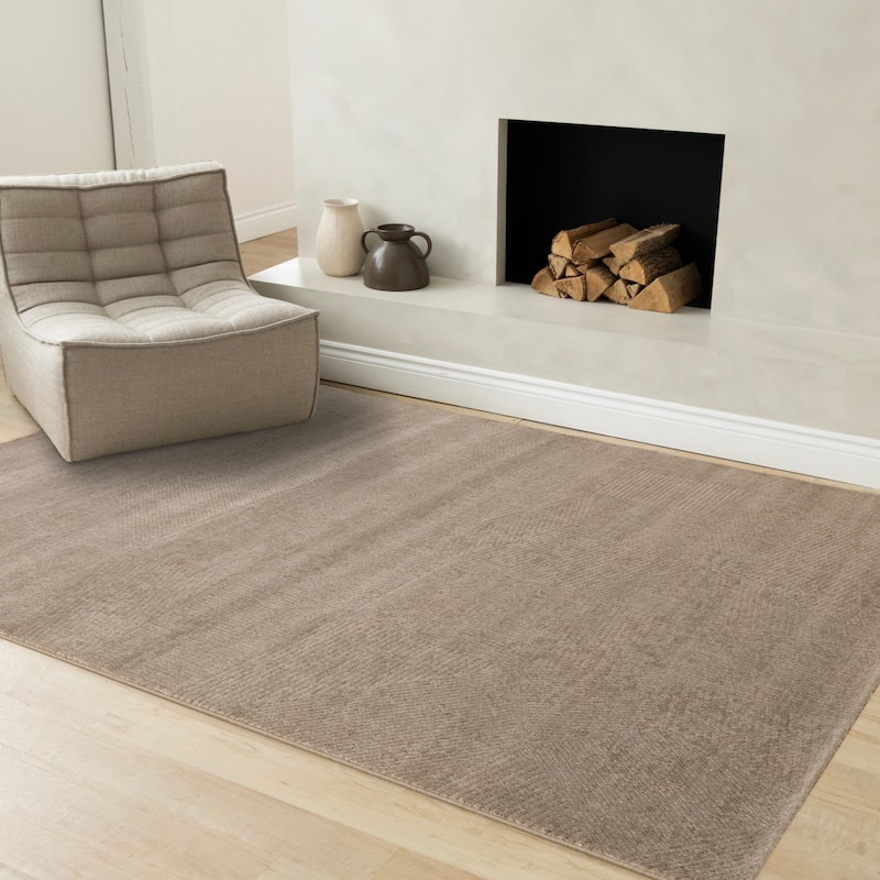 Green Taupe Striped Geometric Shapes Desne High-Traffic Rug