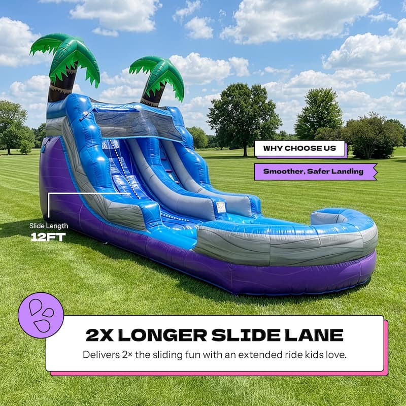 POP JUMP Tropical 27' Waterslide with Pool - Blue - 13' x 12' x 23'