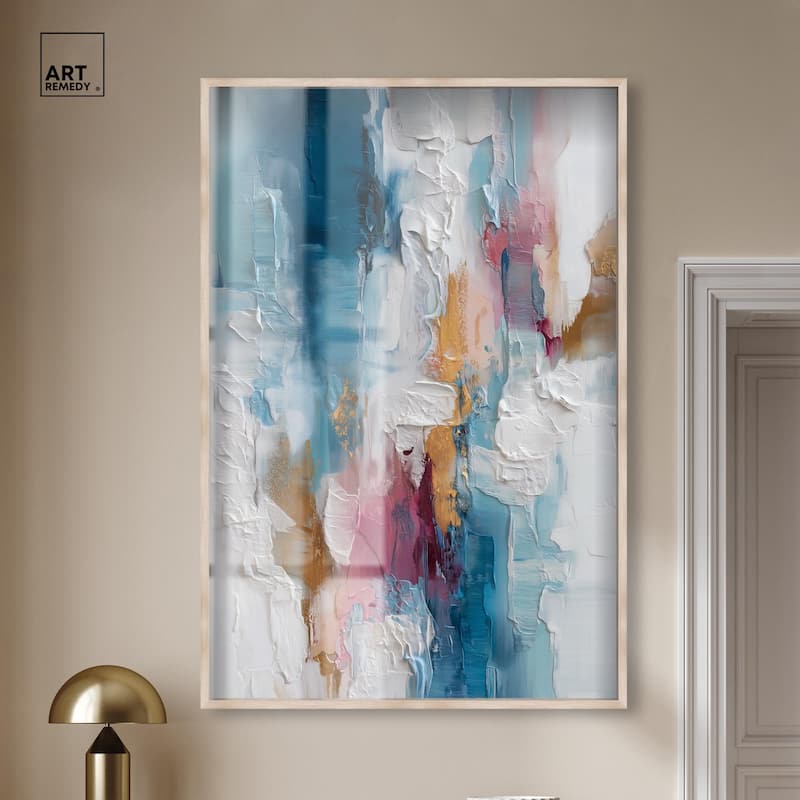 Petal Pink and Ocean Blue I Shadowbox by Art Remedy