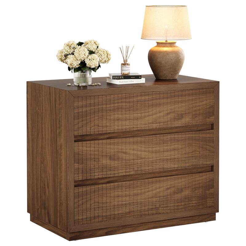 31-inch Wide Farmhouse Nightstand with 3 Drawers - 1Pack-VintageBrown