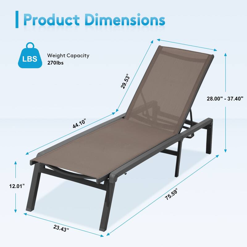 5-Position Reclining Folding Lounge Chair – Adjustable Backrest & Portable Relaxation