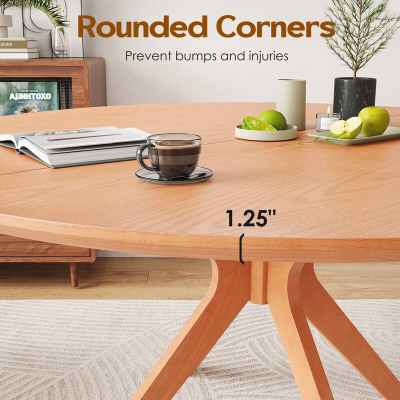 Rossetta Mid-Modern Century Natural Wooden Round X-Shaped Base Dining Table with soft pads