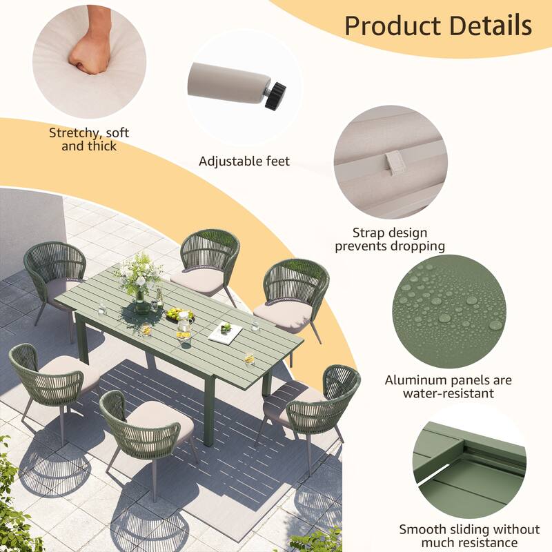 Outdoor Patio Dining Set Chairs and Extendable Table