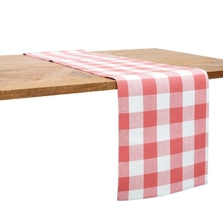 Franklin Coral Gingham Check Table Runner