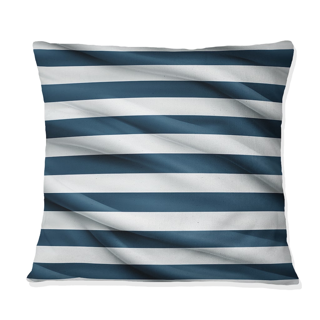 Designart "Nautical Blue Stripes Coastal Pattern" Striped Printed Throw Pillow
