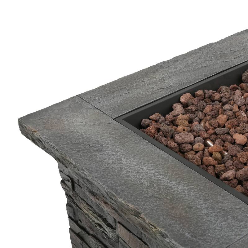 33 in. W x 33 in. D x 24.5 in. H Square Propane Burning Outdoor Fire Pit in Gray