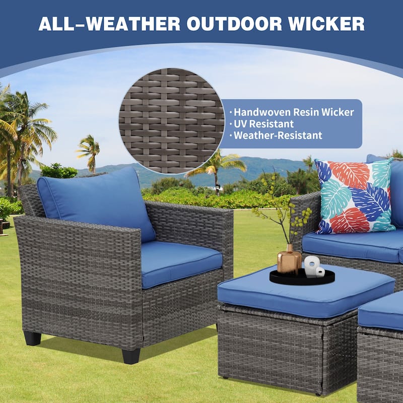Ainfox Outdoor Patio Sofa Set Sectional Wicker Sofa Patio Furniture Rattan sofa