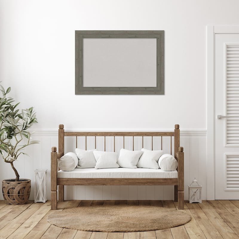 Fencepost Grey Wood Framed Grey Corkboard Bulletin Board