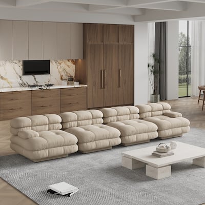 146'' Modular Sectional Couch Modern Tedy Velvet Sofa 4-Seater Couch for Living Room