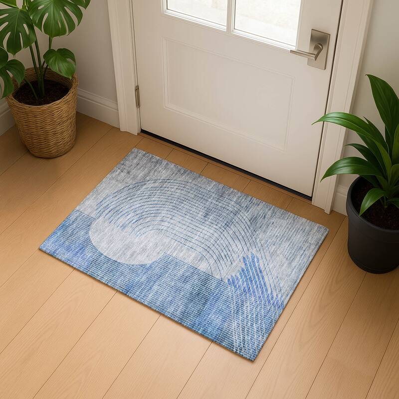 Premium Washable Super Soft Contempoary Glam Mayfield Rug - Blue - 1'8" x 2'6"