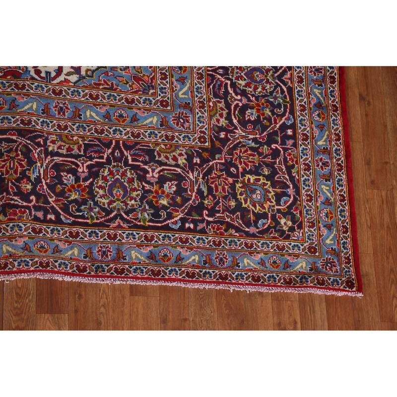 Traditional Kashan Large Persian Area Rug Hand-knotted Wool Carpet - 11'2" x 14'10"