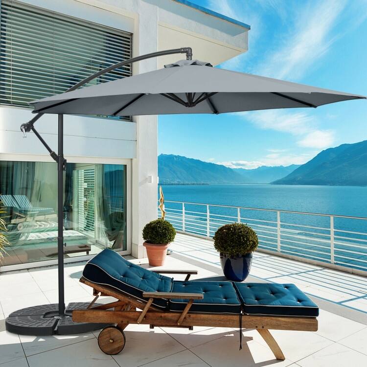 10ft Cantilever Patio Umbrella with Crank and Cross Base