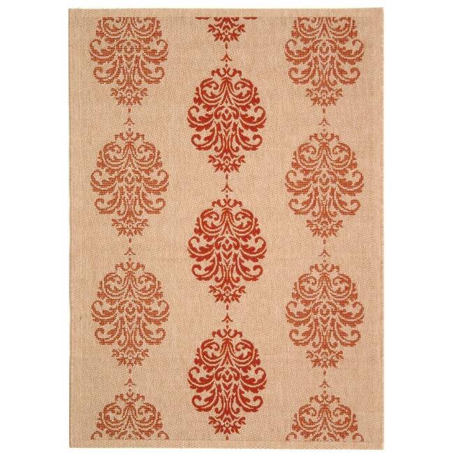 SAFAVIEH Courtyard Pauley Damask Indoor/ Outdoor Waterproof Patio Backyard Rug