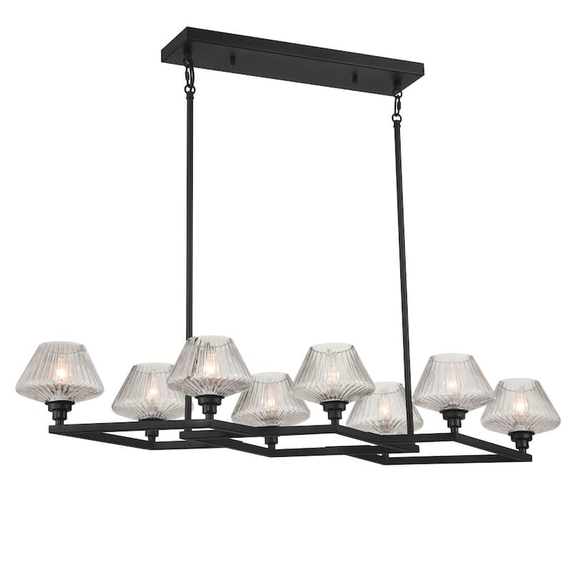 Acroma 8 - Light Steel & Glass Dimmable Chandelier