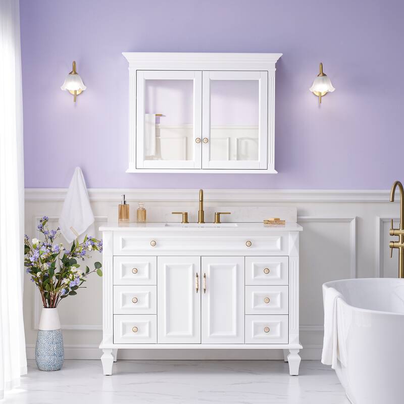 40"W X30"H Surface Mount Solid Wood Framed Medicine Cabinet With Soft-close door And Wooden Shelves
