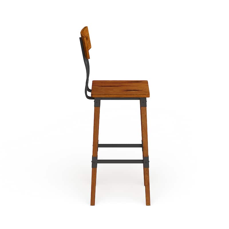 2 Pack Commercial Grade Rustic Industrial Style Wood Dining Barstool