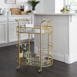 Bar Cart with Matte Gold Metal Finish