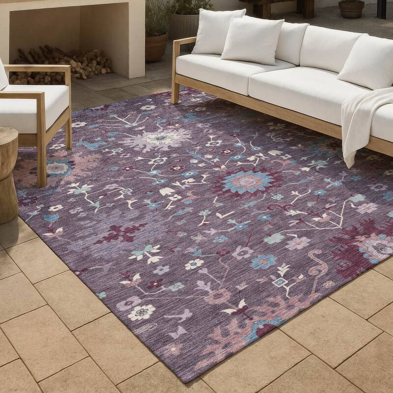 Machine Washable Indoor/ Outdoor Global Dillon Chantille Rug - Plum - 9' x 12'