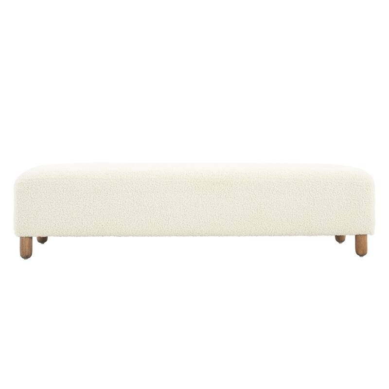 Simple and Versatile Design Comfortable Ottoman with Solid Pine and Plywood Frame, Assembly Required