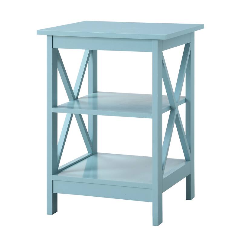 Copper Grove Cranesbill X-Base 3-Tier End Table with Shelves