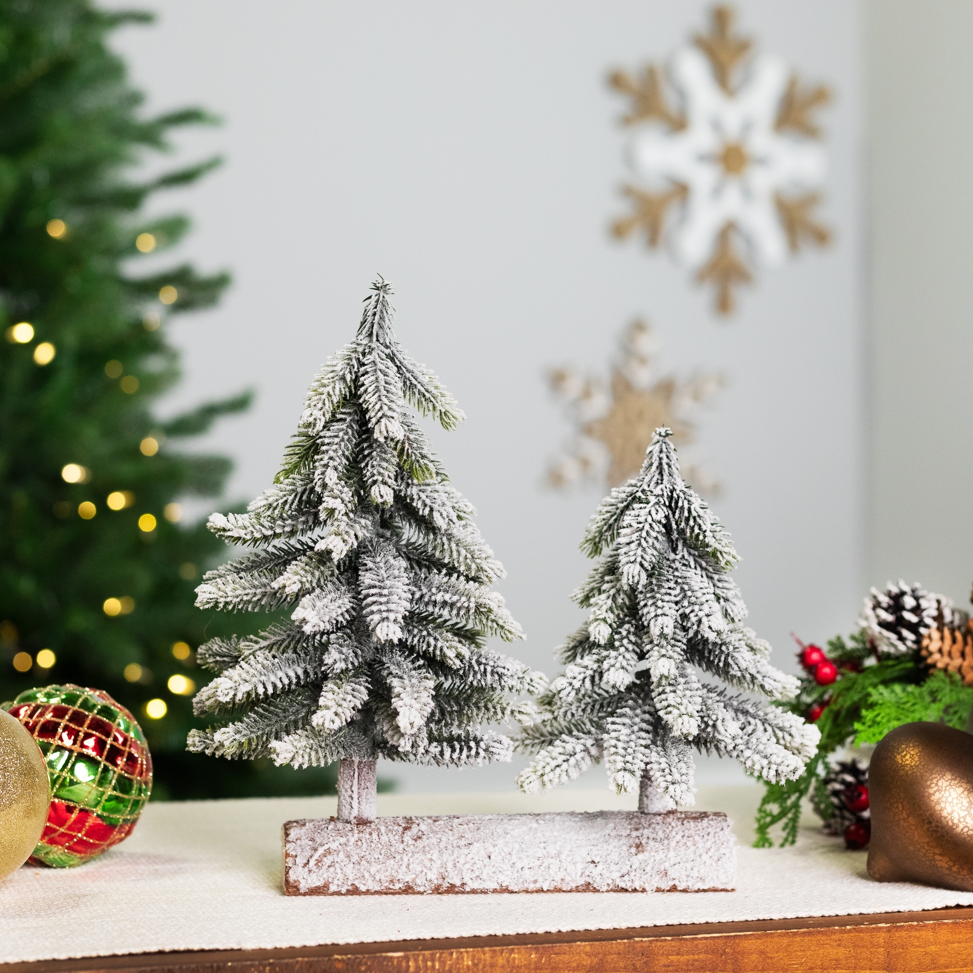 Real Touch™ Frosted Pine Tree Duo Christmas Decoration - 12" - Unlit