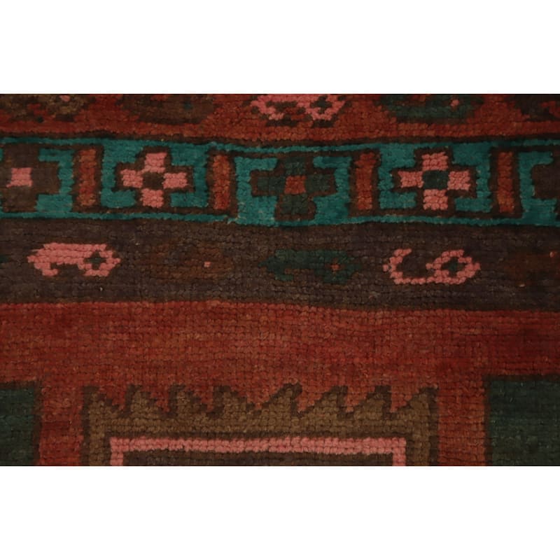 Hand Knotted Oriental 100% Wool Carpet Traditional Tribal Oranges & Rust Ardebil Runner Rug - 9' 1'' X 3' 9''