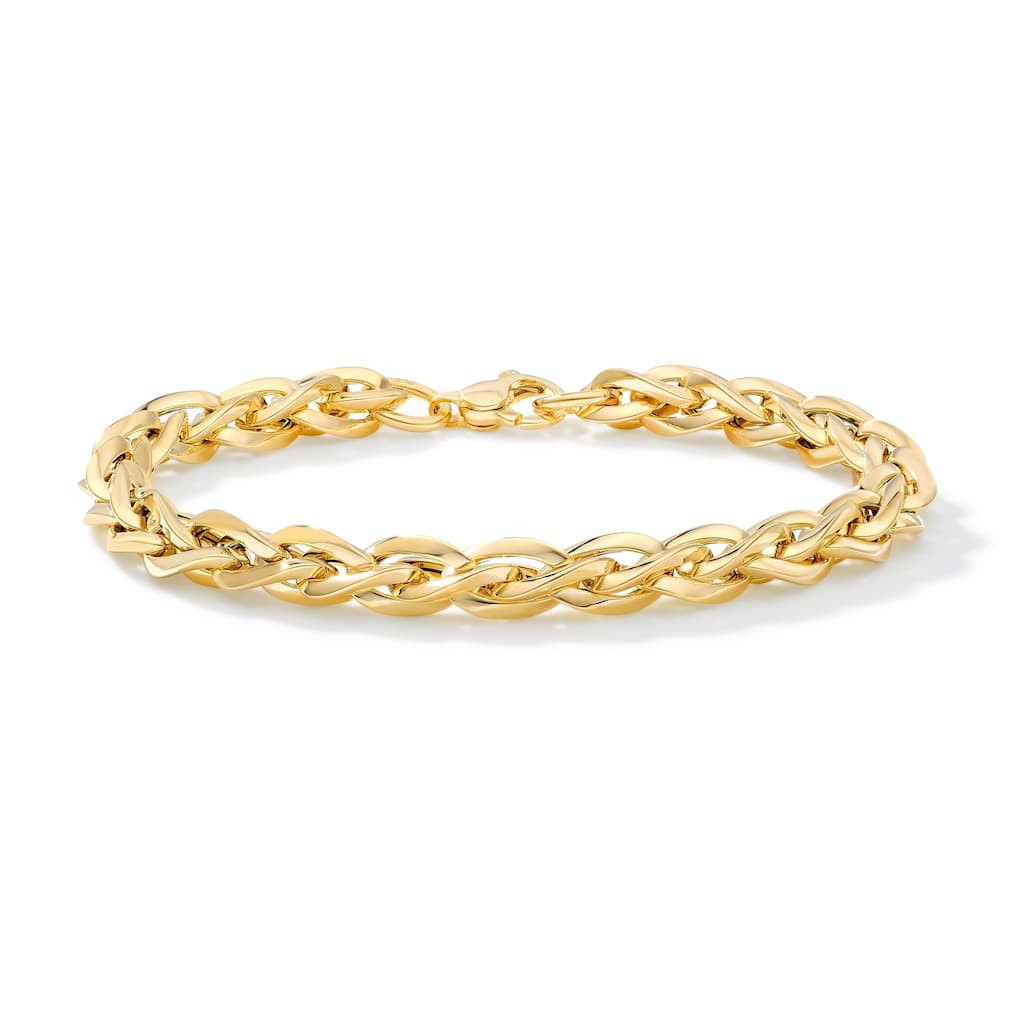 Clover 14K Yellow Gold Knife Edge Twisted Link Bracelet - 7.5"