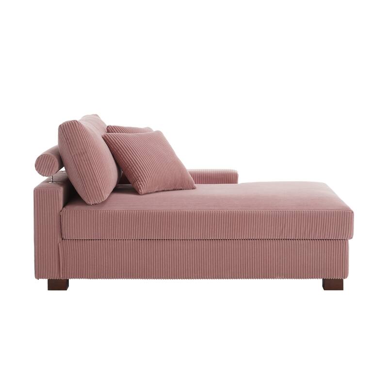 Corduroy Chaise Lounge Chair Upholstered Indoor Lounger Sofa