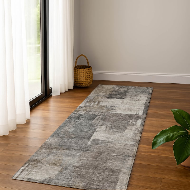 Premium Washable Super Soft Modern Prota Mayfield Rug - Pewter - 2'3" x 7'6"