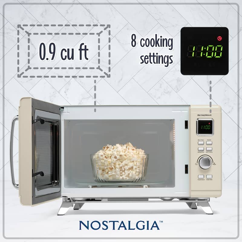 Nostalgia Mid-Century Retro 0.9 Cu. Ft. Microwave, Cream