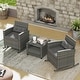 preview thumbnail 11 of 43, Corvus Fatih 3-piece Outdoor Wicker Rocking Chat Set with Cushions