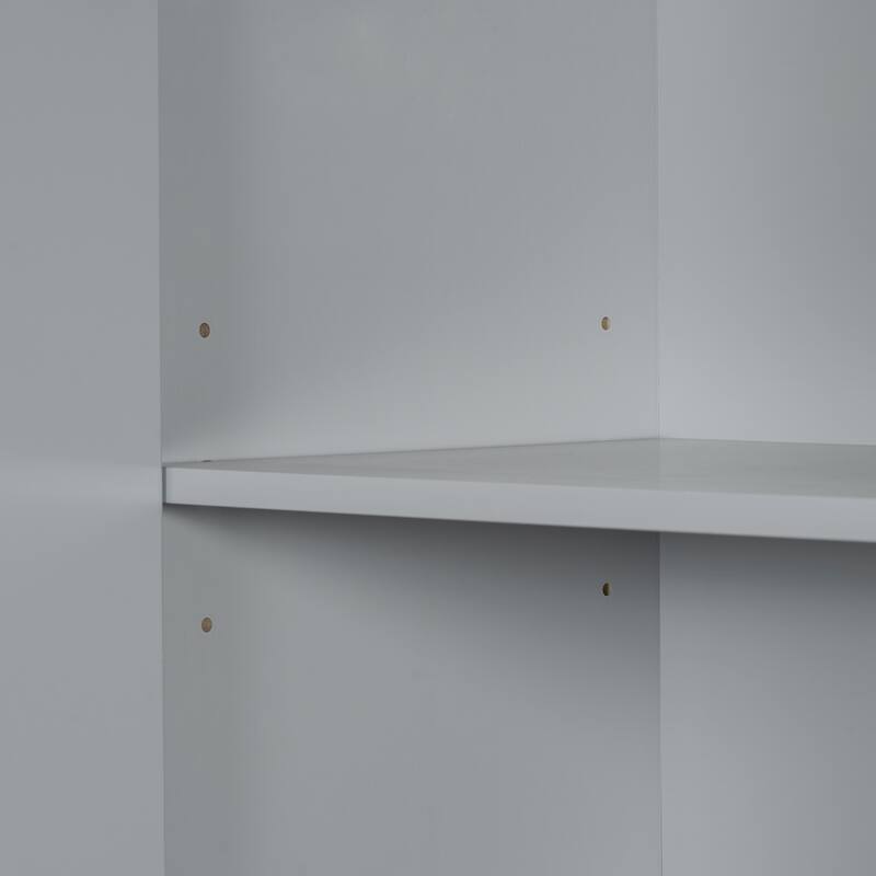 Roomfitters Bathroom Storage Cabinet with Double Laundry Hampers, Doors and Drawer Organizer