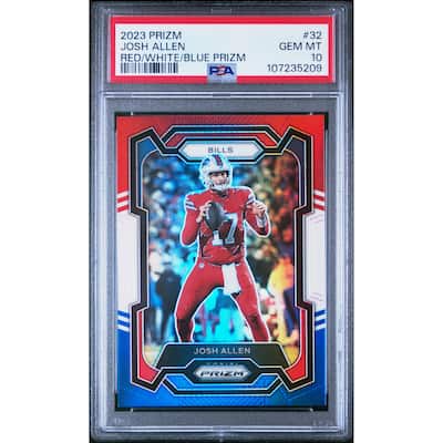 Josh Allen 2023 Panini Prizm Red White Blue Football Card #32 Graded PSA 10 - 8' x 11'