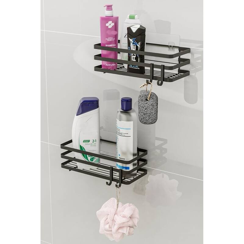 Bathroom Wall Shelf Set of 2 - Waterproof Shower Storage Rack,