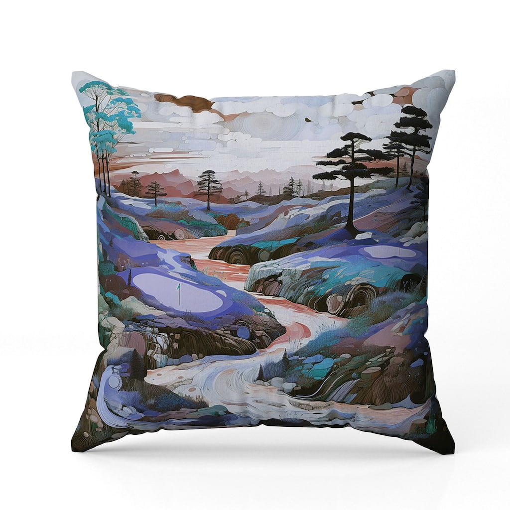 Mountain Vista Indoor/Outdoor Reversible Throw Pillow Blue and Copper