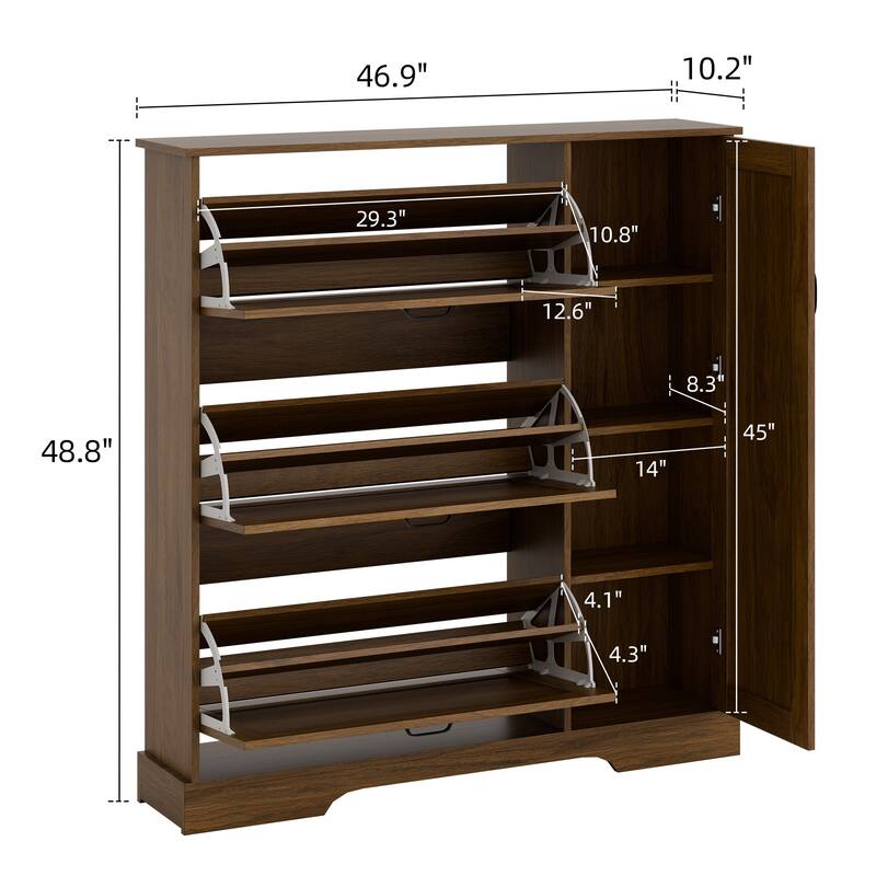 28 Pair Large Shoe Storage Cabinet with Adjustable Shelves - 48.8'' H X 46.9'' W X 10.2'' D