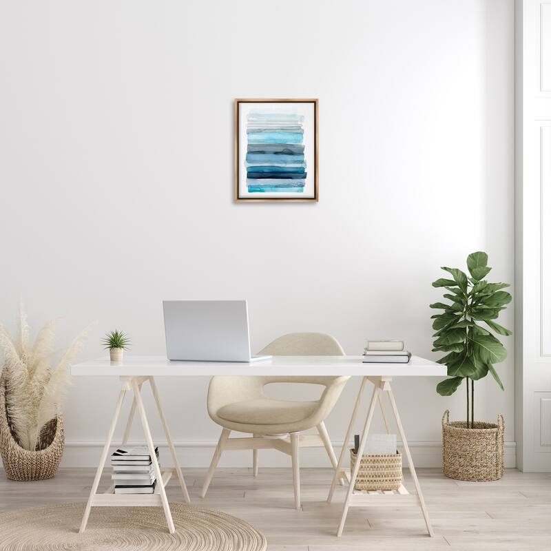 Stupell Water Inspired Blue Grey Ombre Abstract Lines Floater Frame
