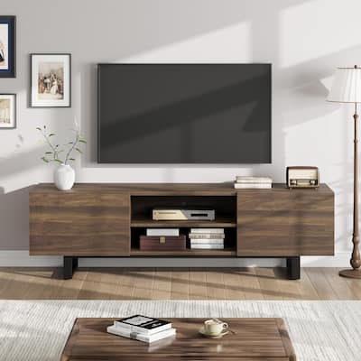 Modern 70" Entertainment Center TV Stand for 65/75/80 Inch TV with 2 Drawers & Open Shelves - N/A