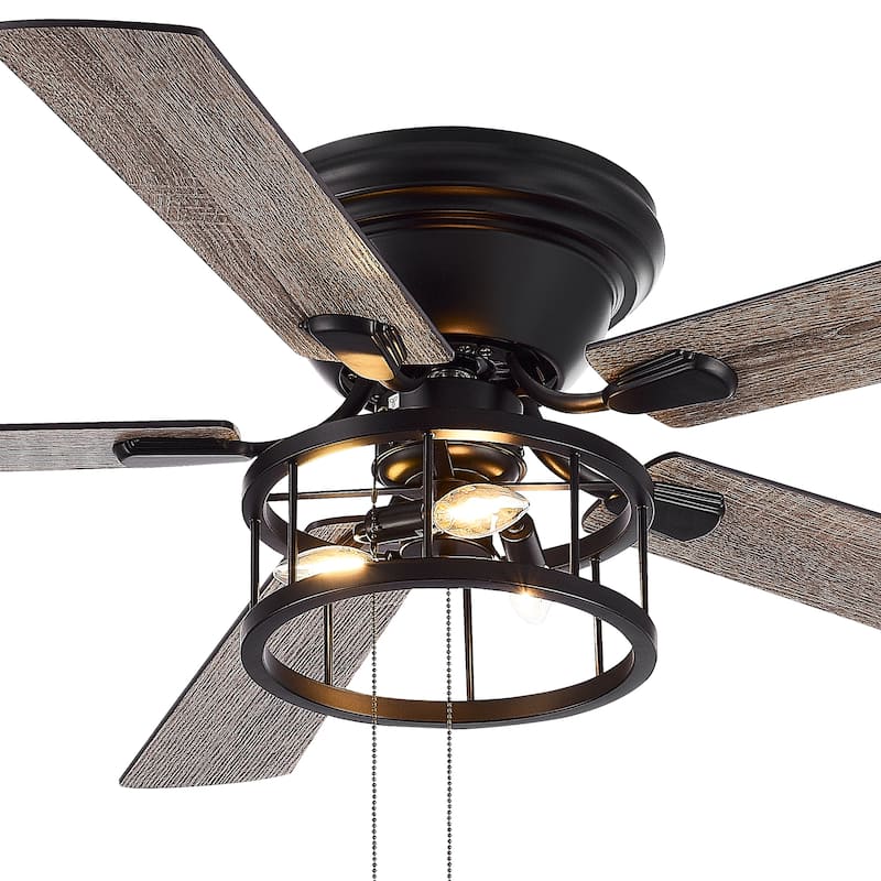52 in. Indoor Black Farmhouse Ceiling Fan with Light Kit and Pull Chain