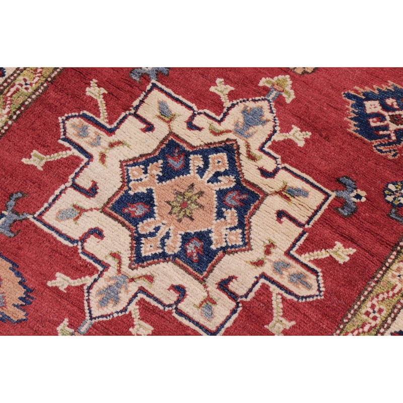 Southwestern Kazak Trey Red/Beige Wool Runner - 2'11'' x 9'6''