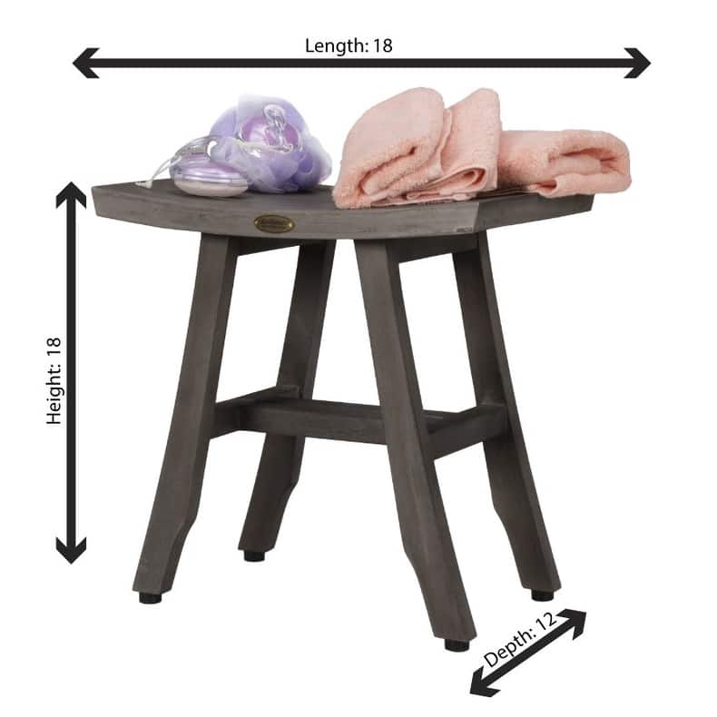 CoastalVogue Satori 18" Teak Shower Bench in Coquina Gray