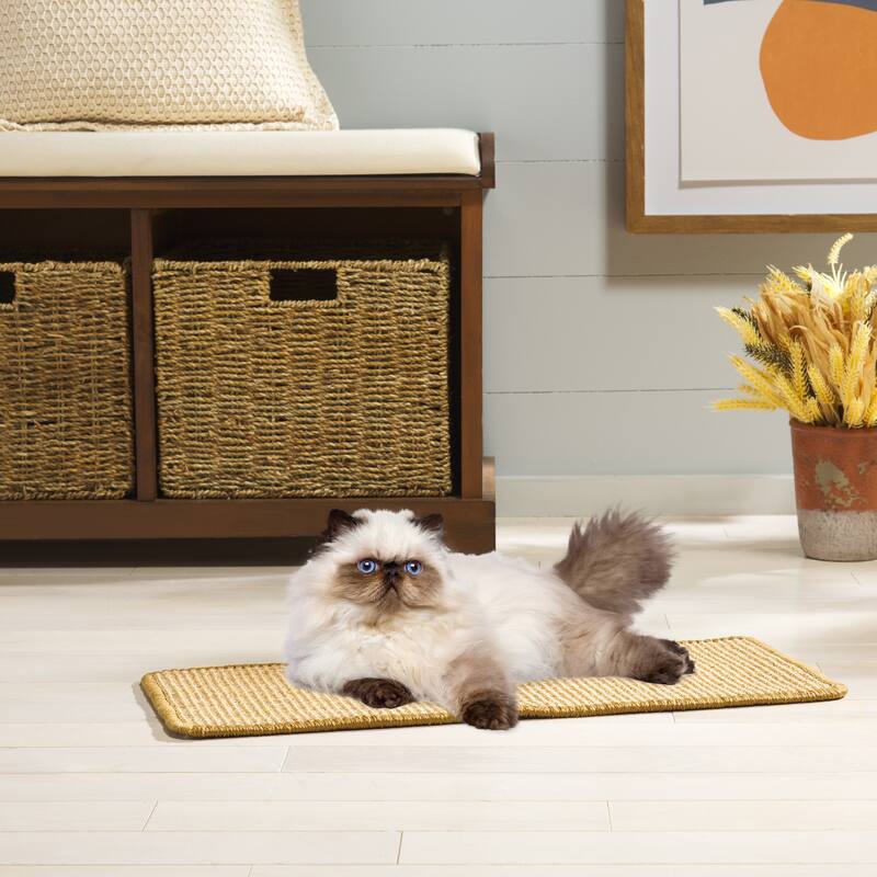 SAFAVIEH Home Sisal Small Boucle Weave Cat Scratch Mat - Light Brown - 10" W x 24"L