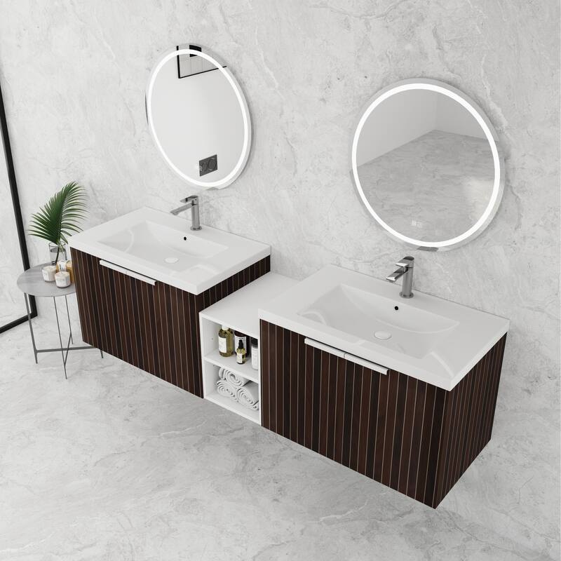 ARTCHIRLY 24/36/48/60/72/84 Inch Bathroom Vanity with Sink, Floating Bathroom Vanity with Soft Close Door and Shelf