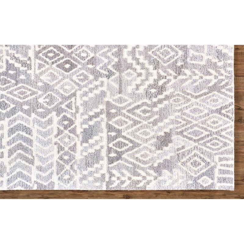 Palatez Lustrous Distressed Wool Rug, Vapor Gray/White, Accent Rug