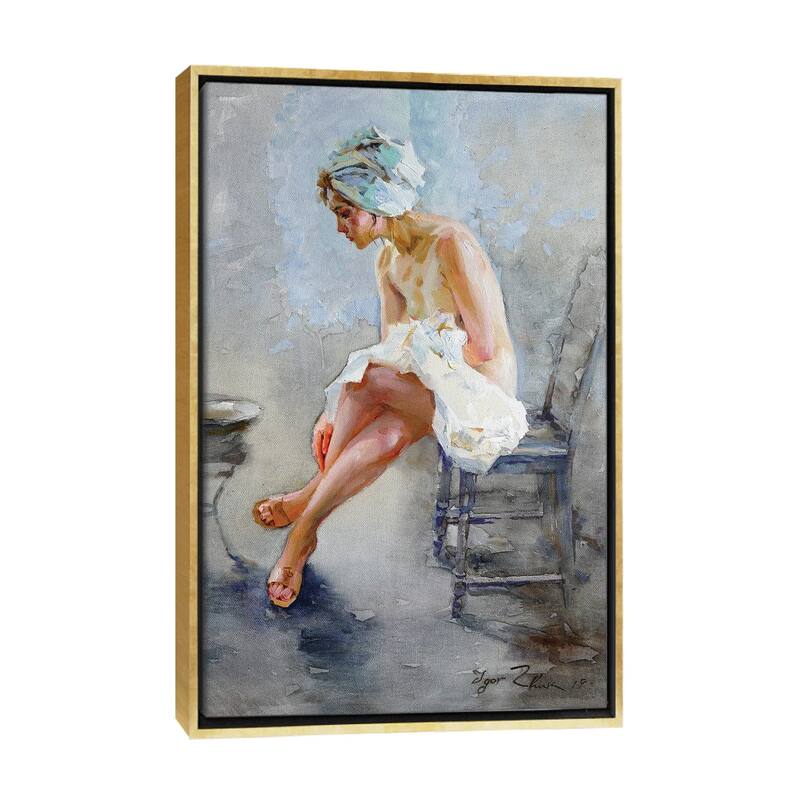iCanvas "In The Bathroom" by Igor Zhuk Framed Canvas Print - Gold - 26x18