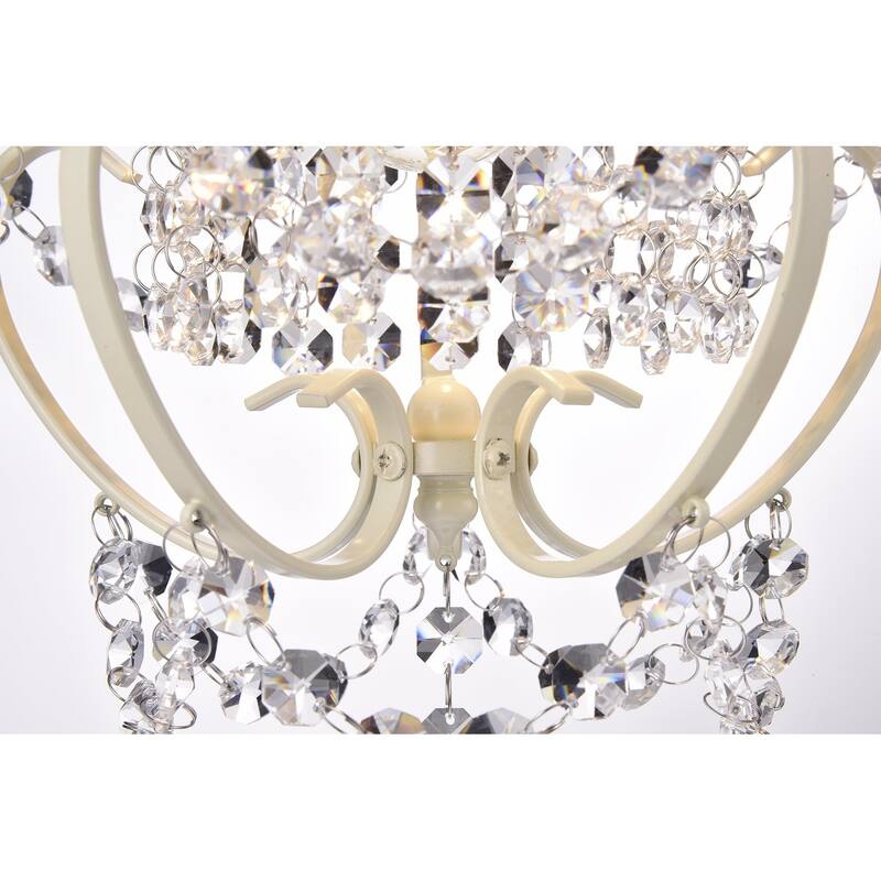 Amorette Mini Chandelier Crystal Chandeliers,1 Light Modern Elegant Glam Ceiling Light Fixture Ivory,Adjustable Hanging Lighting