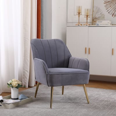 Mid Century Chair Grey Velvet Armchair Wingback Chairs Accent Chairs
