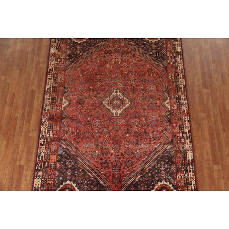 Vegetable Dye Shiraz Persian Vintage Area Rug Handmade Wool Carpet - 5'11"x 9'1"